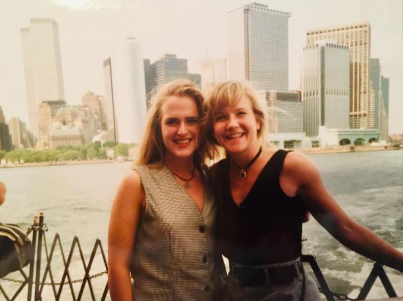 Cohn & Wolfe, Mary Beth West (left) stands with her college friend Jennifer Fesmire on the Staten Island Ferry