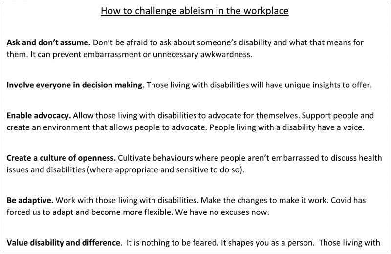 how to challenge ableism in the workplace